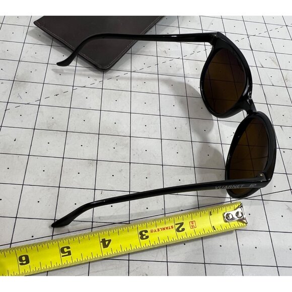 Vuarnet Pouilloux Cat Eye Sunglasses Black Frame Brown Lenses With Case - Picture 10 of 11